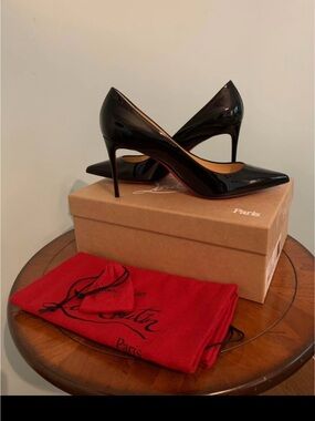 Christian Louboutin Black Patent Leather Pointed-Toe Pumps